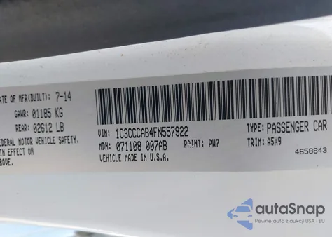 2015 Chrysler 200 Limited из США, поврежденный, VIN 1C3CCCAB4FN557922